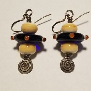 Hand Blown Glass Beaded Earrings